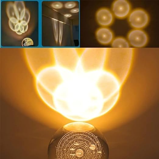 3D Crystal Ball Night Light LED Lamp with Wooden Base