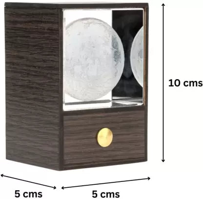 3D Crystal Cube Moon with LED Night Lamp (10 cm, Walnut)